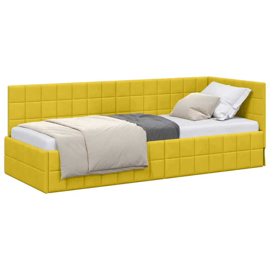 Cadre de lit d'angle Jaune 80 cm x 200 cm Velours - 2