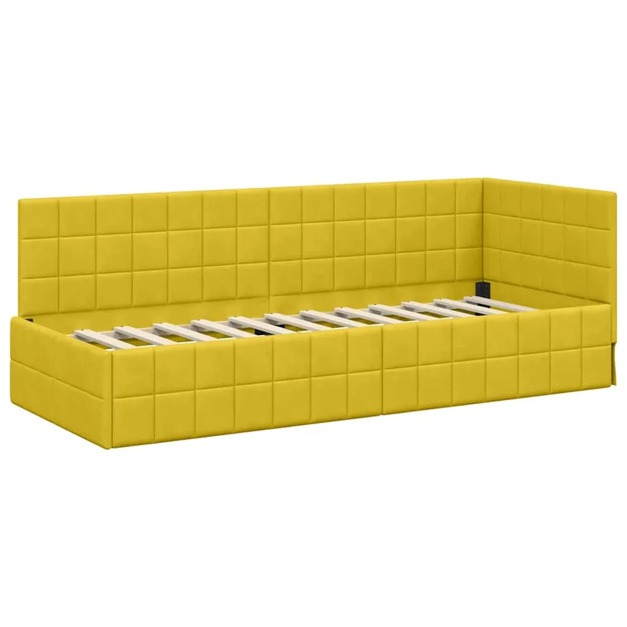 Cadre de lit d'angle Jaune 80 cm x 200 cm Velours - 4