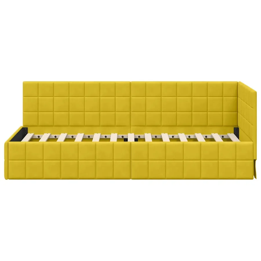 Cadre de lit d'angle Jaune 80 cm x 200 cm Velours - 5