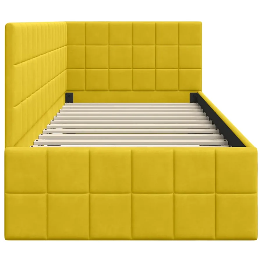 Cadre de lit d'angle Jaune 80 cm x 200 cm Velours - 6