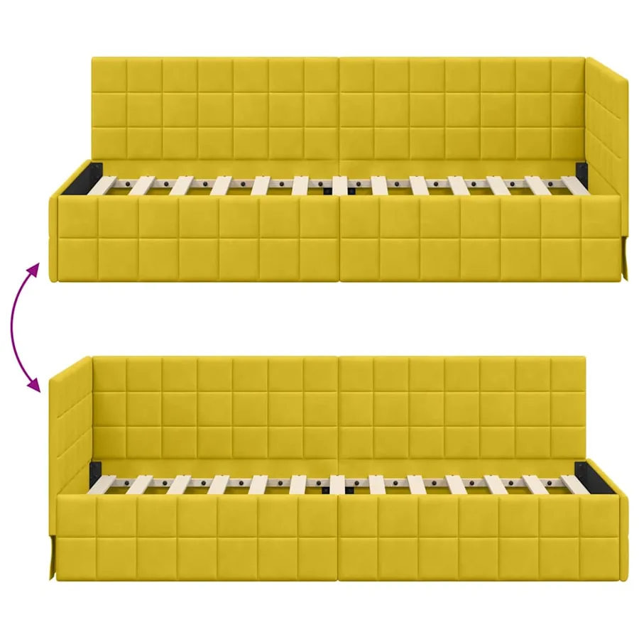 Cadre de lit d'angle Jaune 80 cm x 200 cm Velours - 9