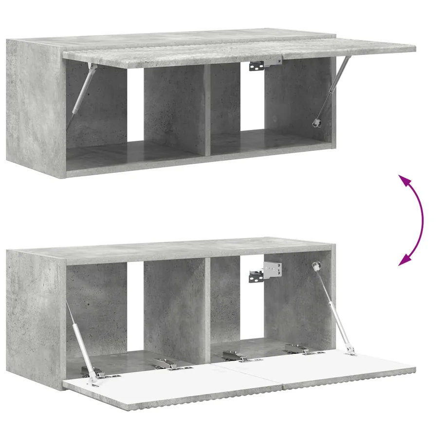 Ensemble de meuble TV mural 4 pcs Gris béton Bois d'ingénierie - 10