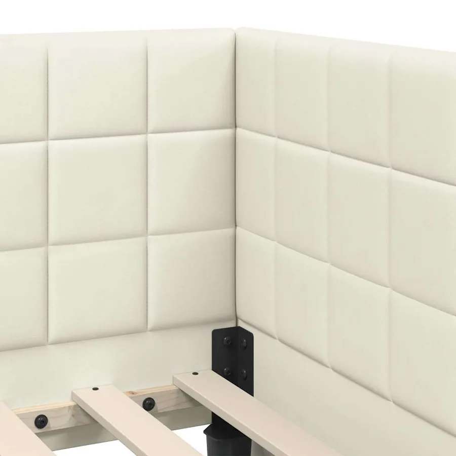 Cadre de lit d'angle avec matelas 2 pcs Crème Velours - 10