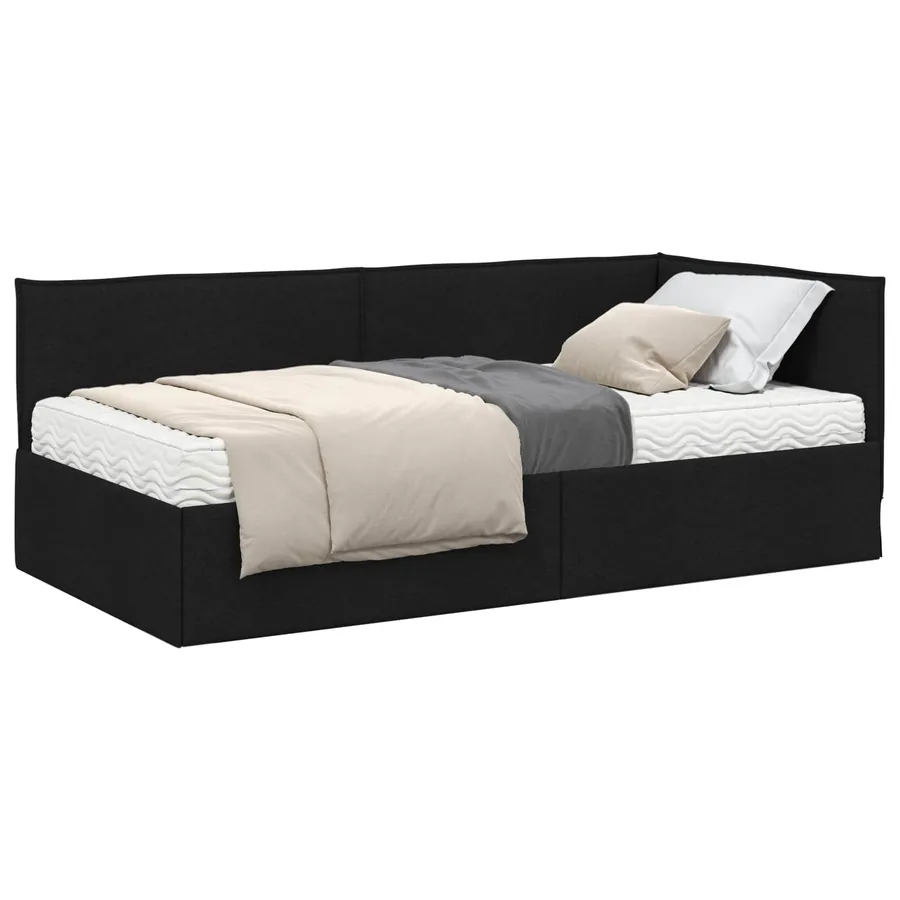Cadre de lit d'angle avec matelas 2 pcs Vert Velours - 2