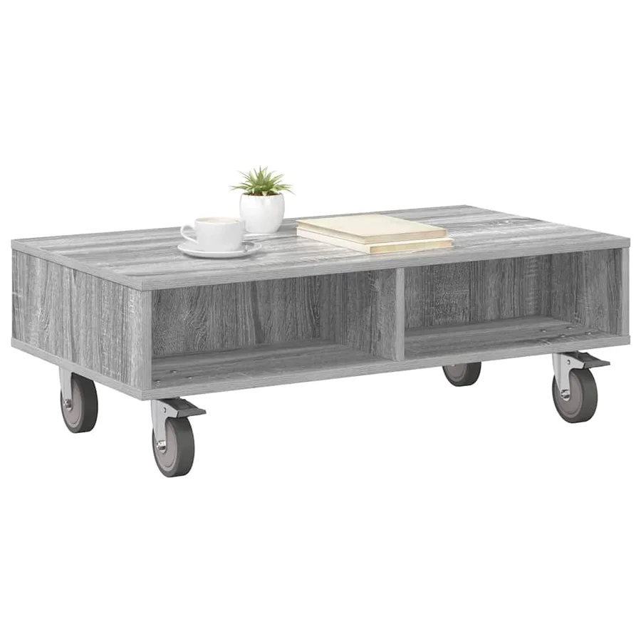 Table d'appoint avec roues Gris Sonoma 90 x 50 x 30 cm - 3