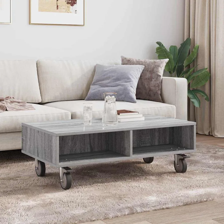 Table d'appoint avec roues Gris Sonoma 90 x 50 x 30 cm - 4