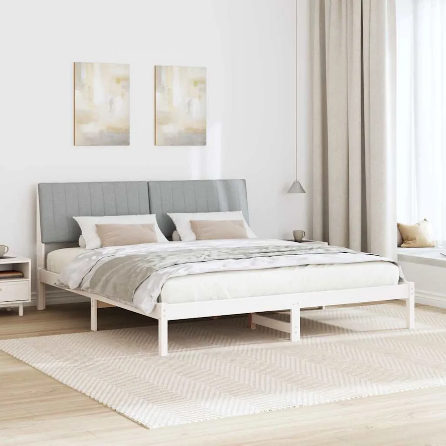 Cadre de lit Gris clair 180 x 200 cm Pin massif - 4
