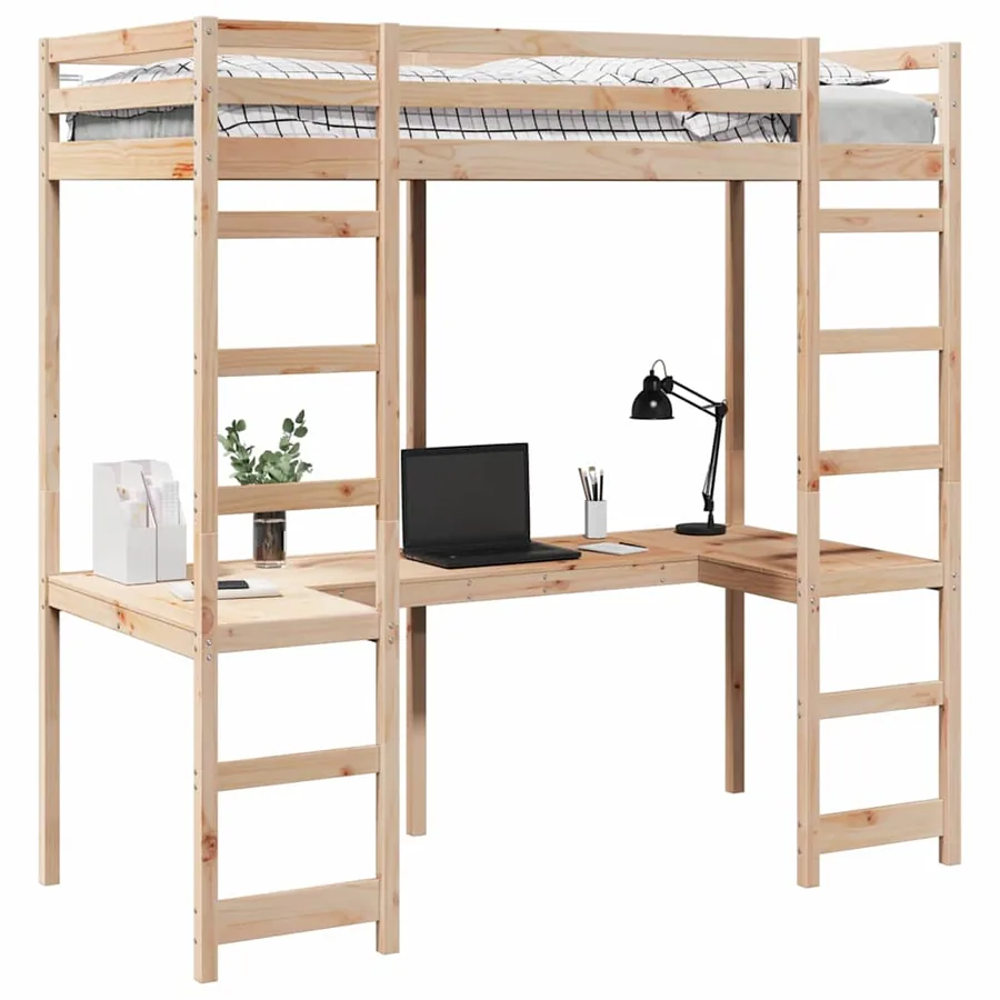 Cadre de lit mezzanine Naturel 90 x 200 cm Pin massif - 3