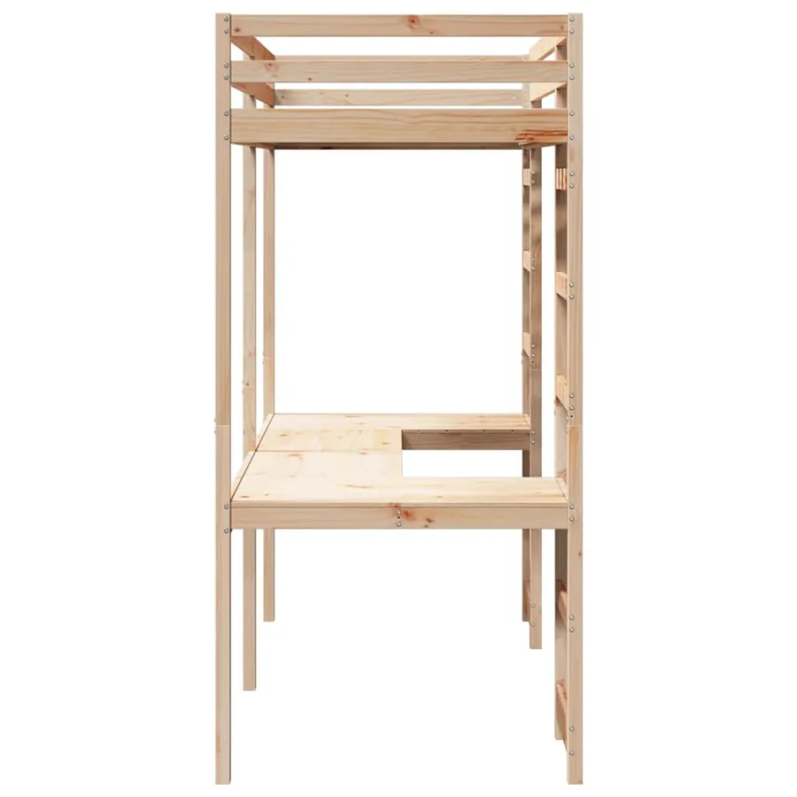 Cadre de lit mezzanine Naturel 90 x 200 cm Pin massif - 6