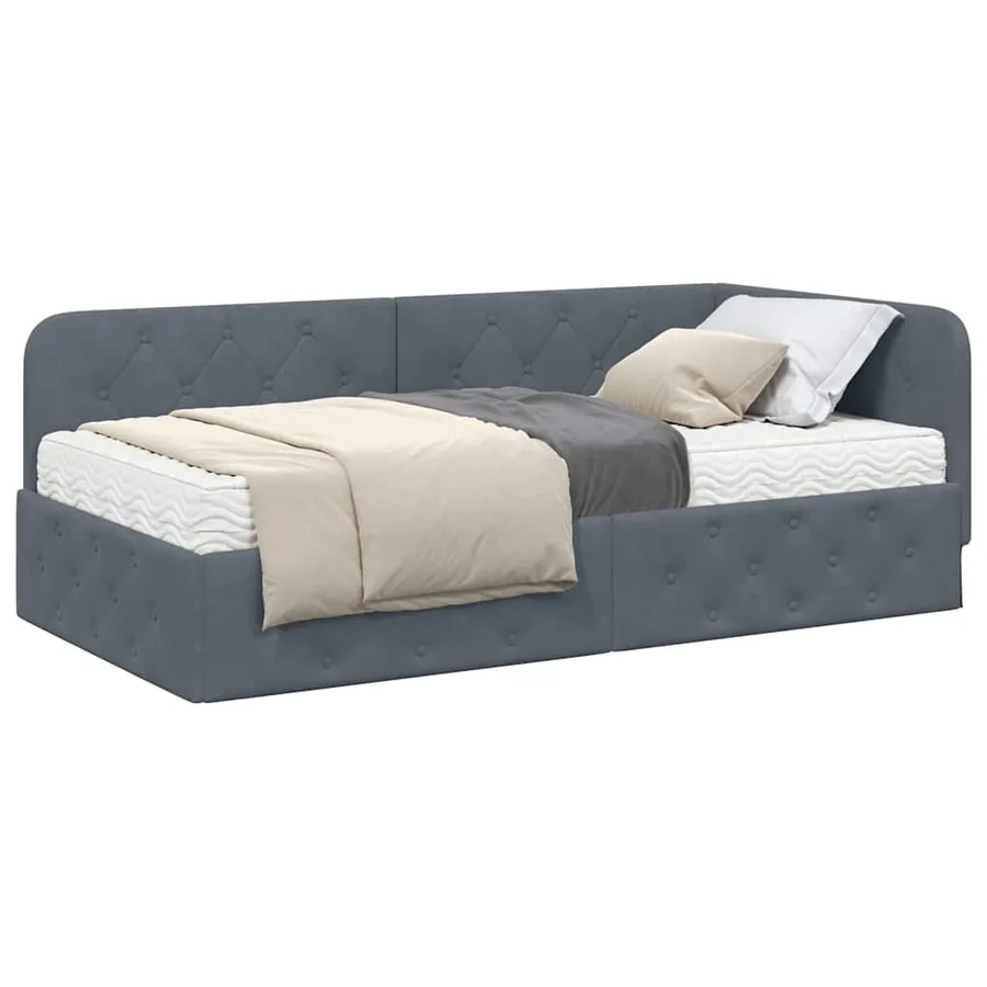 Cadre de lit d'angle Gris foncé 100 x 200 cm Velours - 3