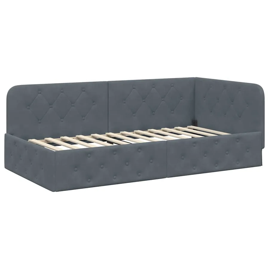 Cadre de lit d'angle Gris foncé 100 x 200 cm Velours - 6