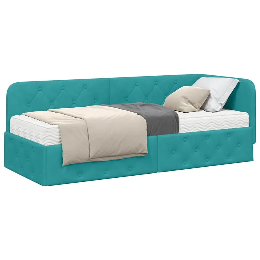 Cadre de lit d'angle Turquoise 80 x 200 cm Velours - 3
