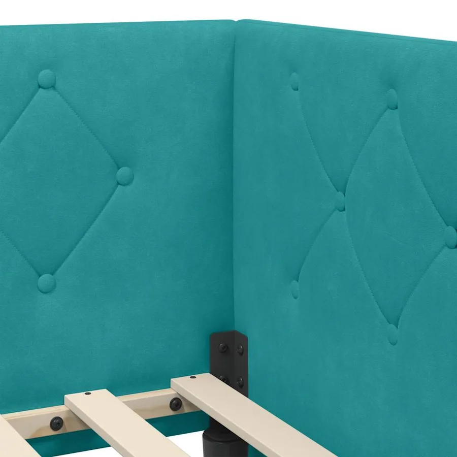 Cadre de lit d'angle Turquoise 80 x 200 cm Velours - 8