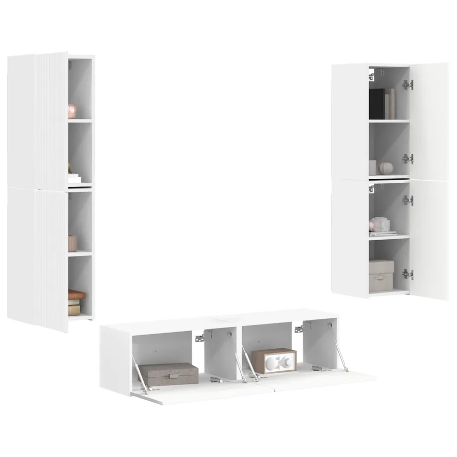 Ensemble meuble TV 6 pcs Blanc Bois d'ingénierie - 3