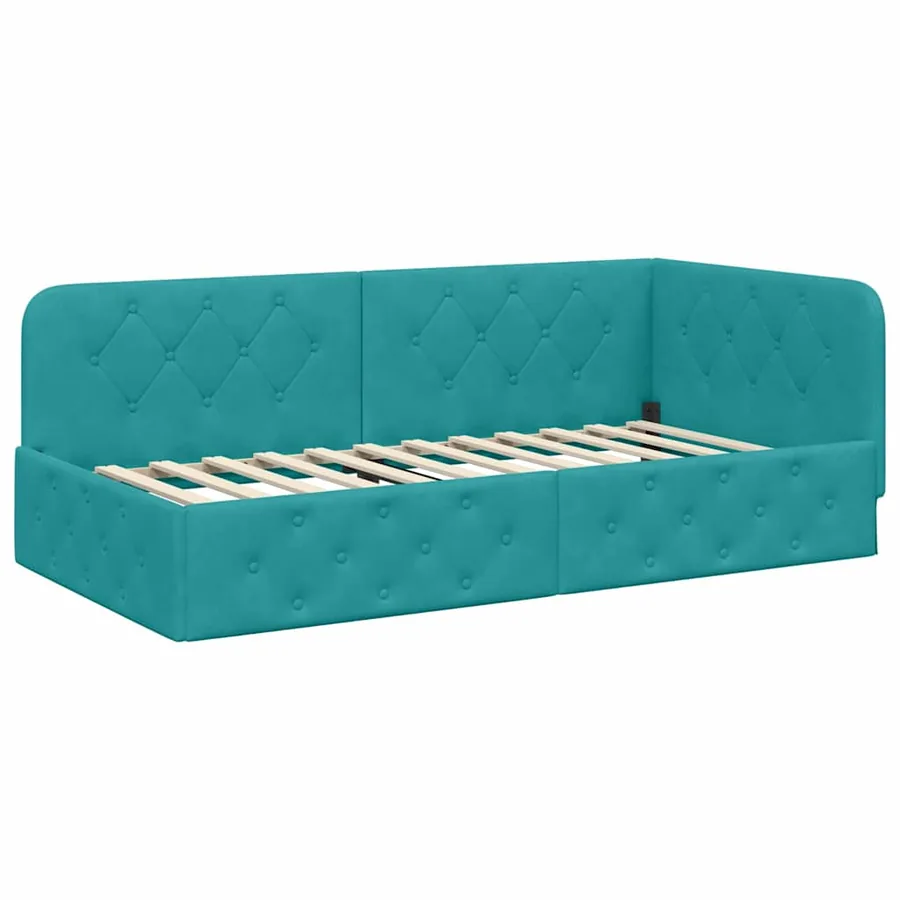 Cadre de lit d'angle Turquoise 100 x 200 cm Velours - 6