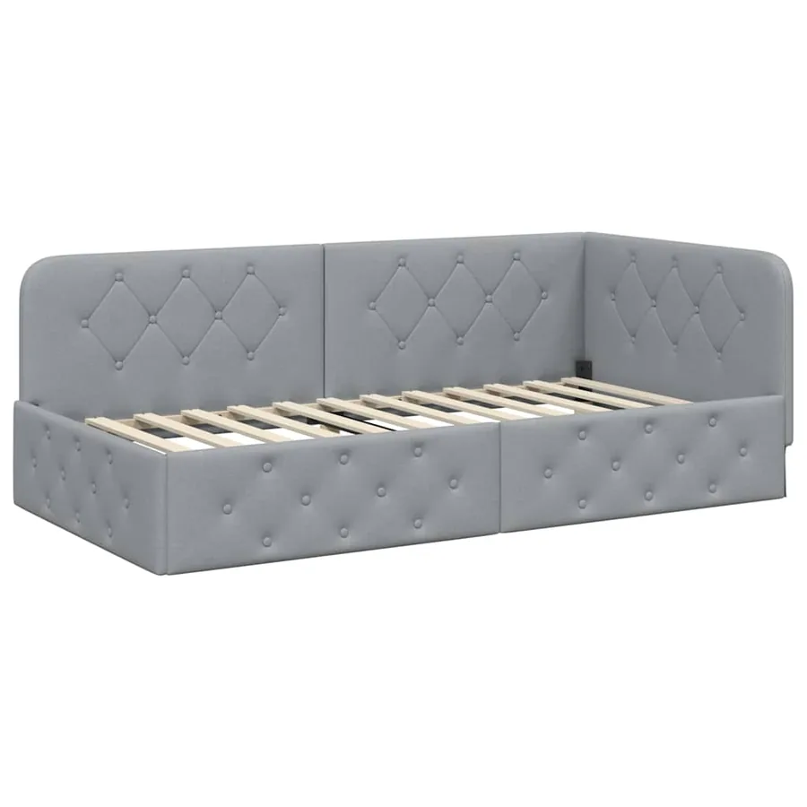 Cadre de lit d'angle Gris clair 90 x 190 cm tissu - 2