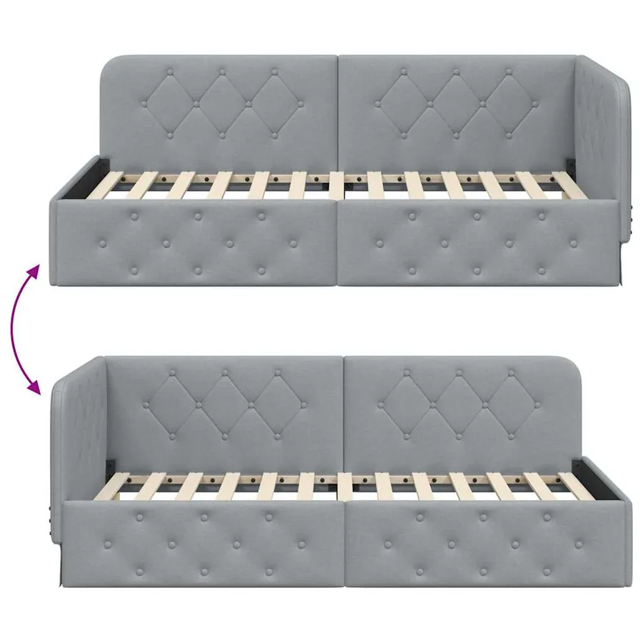 Cadre de lit d'angle Gris clair 90 x 190 cm tissu - 9
