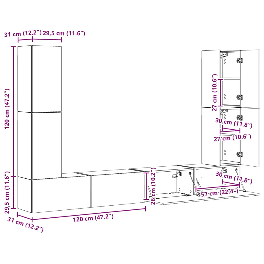 Ensemble meuble TV 8 pcs Chêne artisanal Bois d'ingénierie - 14