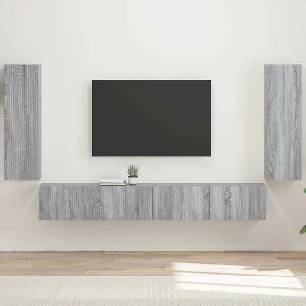 Ensemble de meuble TV mural 4 pcs Gris Sonoma Bois d'ingénierie