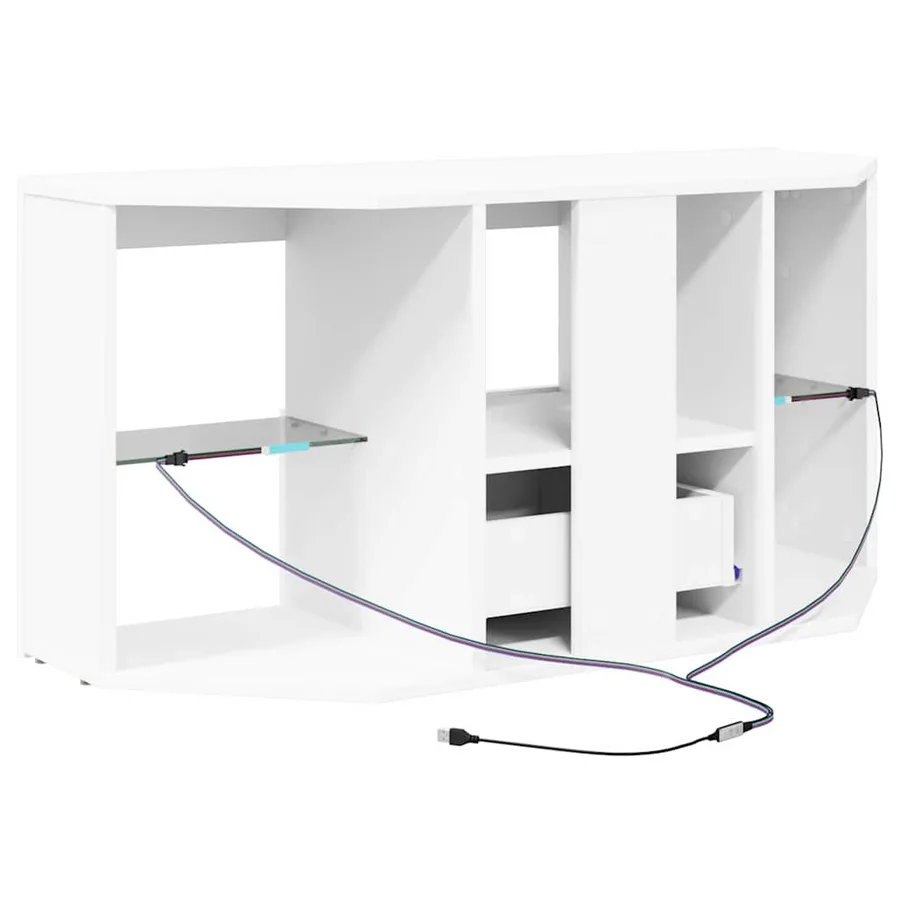 Meuble TV LED d'Angle Blanc 100 x 40 x 50 cm Bois d'ingénierie - 8