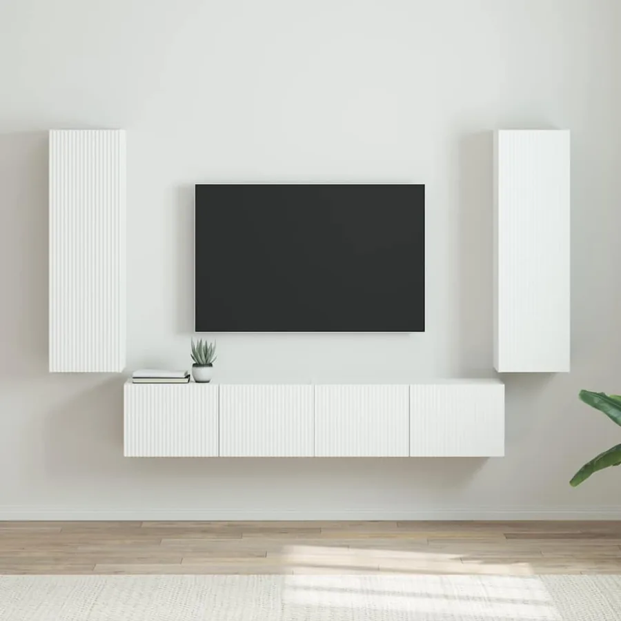 Meuble TV mural 2 pcs Blanc Brillant 30 x 31 x 100 cm