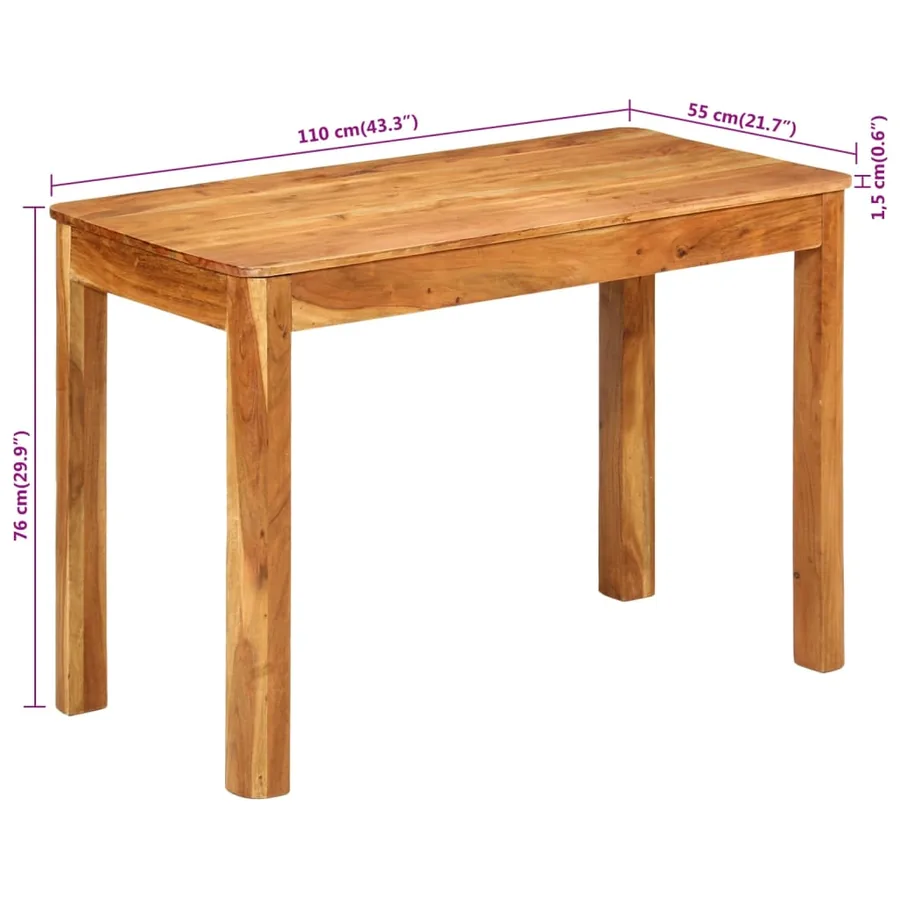 Table à manger 110x55x76 cm bois d'acacia massif - 7