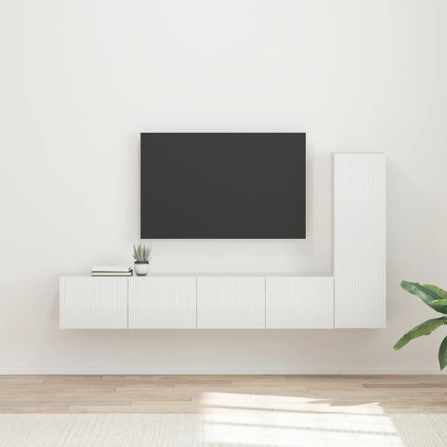 Ensemble meuble TV 3 pcs Blanc brillant Bois d'ingénierie