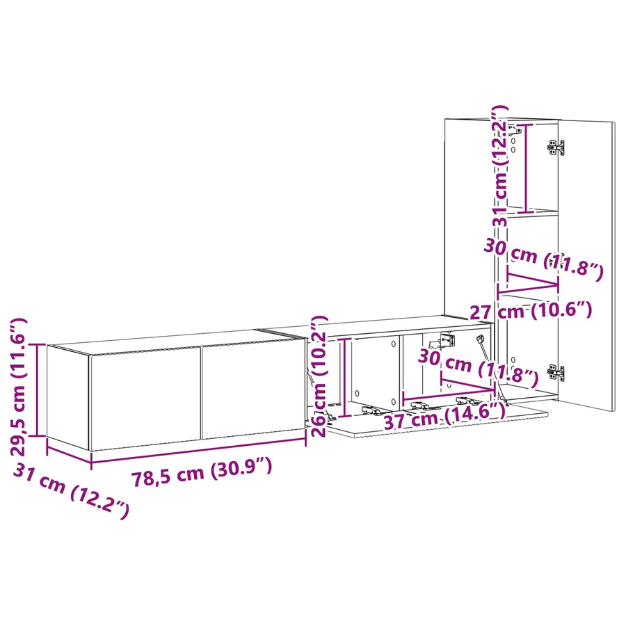Ensemble meuble TV 3 pcs Blanc brillant Bois d'ingénierie - 13