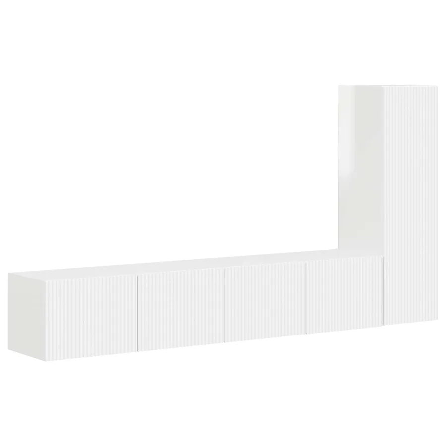 Ensemble meuble TV 3 pcs Blanc brillant Bois d'ingénierie - 2