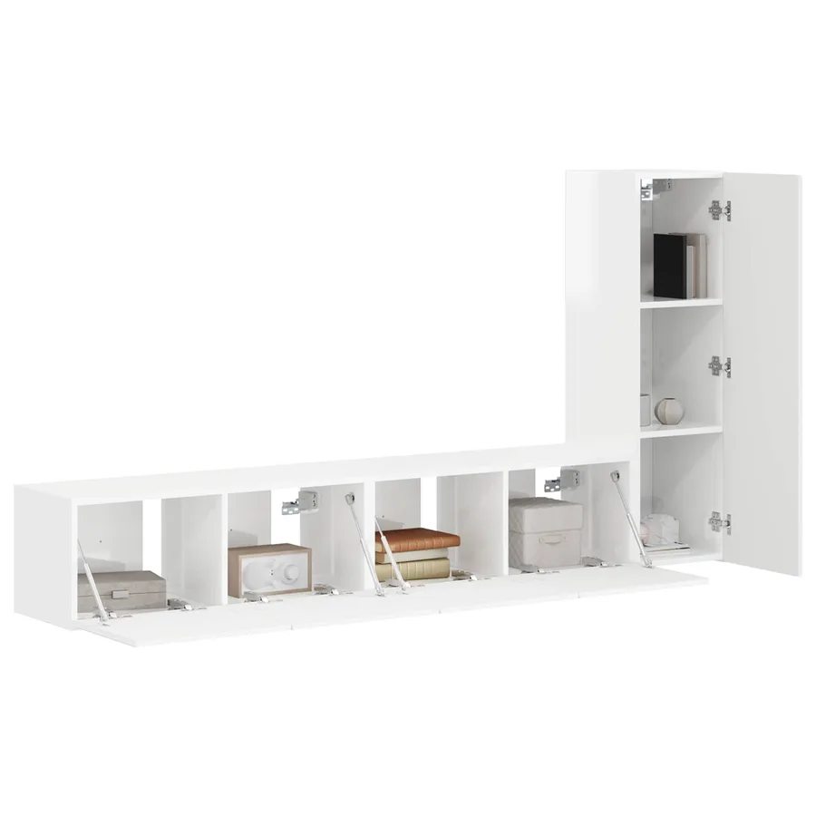 Ensemble meuble TV 3 pcs Blanc brillant Bois d'ingénierie - 3