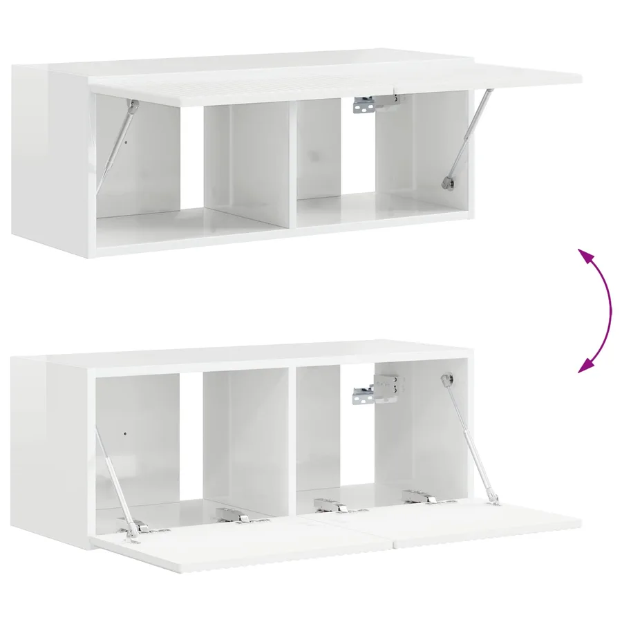 Ensemble meuble TV 3 pcs Blanc brillant Bois d'ingénierie - 8