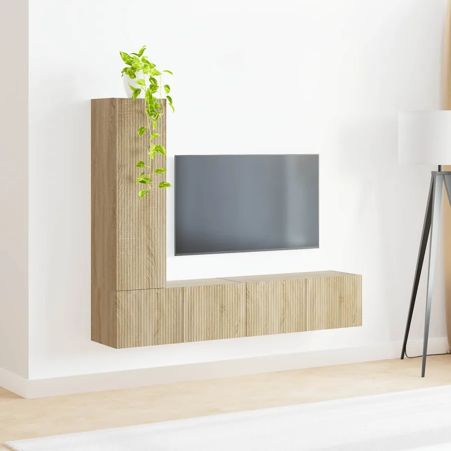 Ensemble meuble TV 3 pcs Chêne Sonoma Bois d'ingénierie - 4