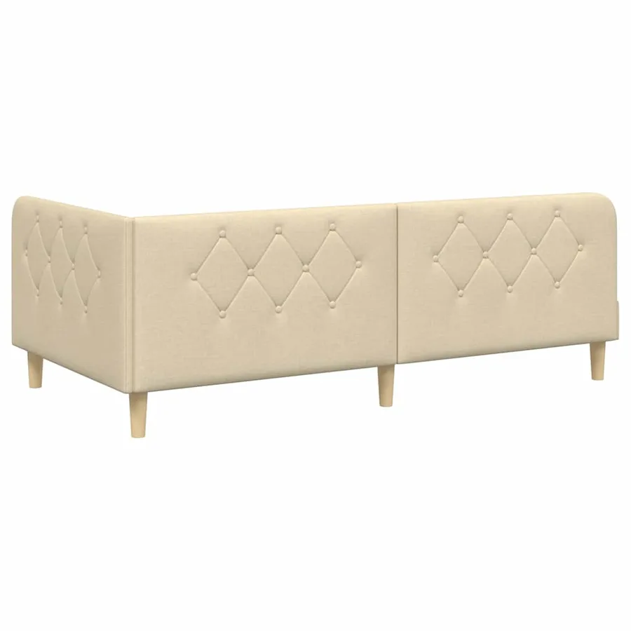 Cadre de lit d'angle Crème 90 x 200 cm tissu - 9