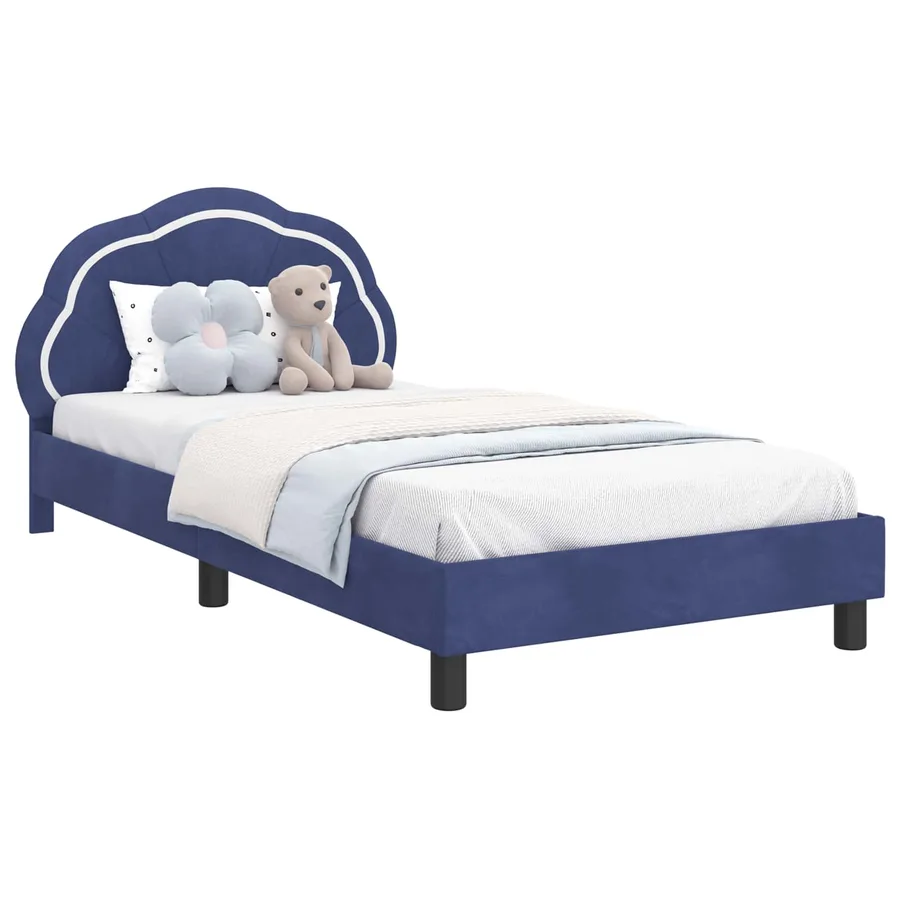 Cadre de lit pour enfants avec tête de lit Bleu police Velours - 2