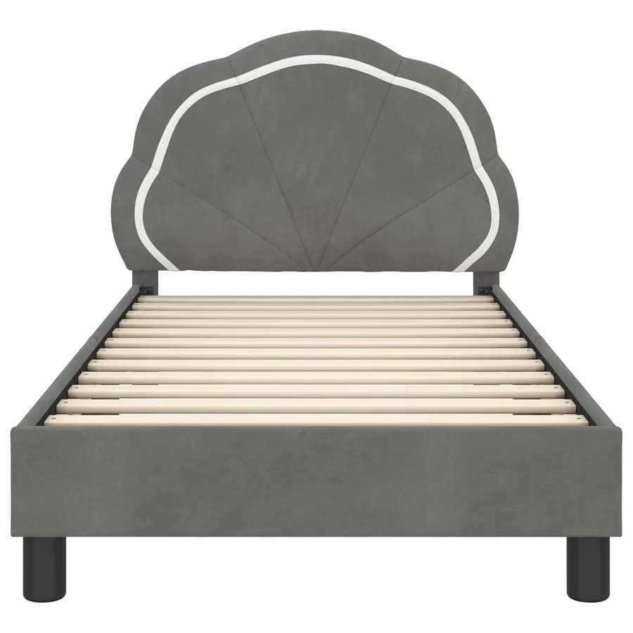 Cadre de lit pour enfants avec tête de lit Gris foncé Velours - 5