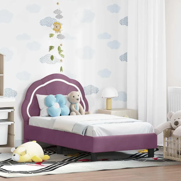 Cadre de lit pour tout-petit avec tête de lit Pourpre Velours