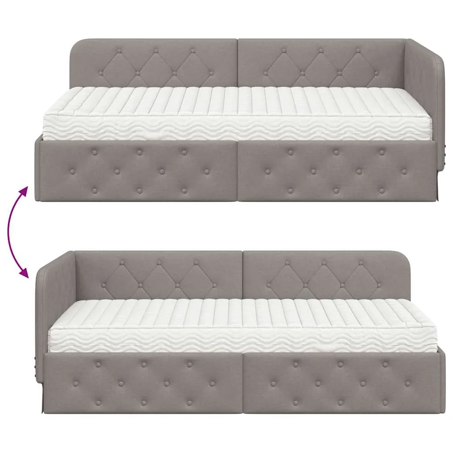 Cadre de lit d'angle Taupe 100 x 200 cm tissu - 12