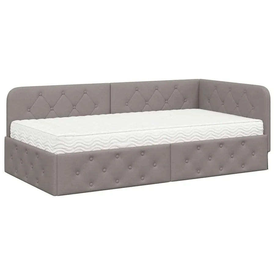 Cadre de lit d'angle Taupe 100 x 200 cm tissu - 2