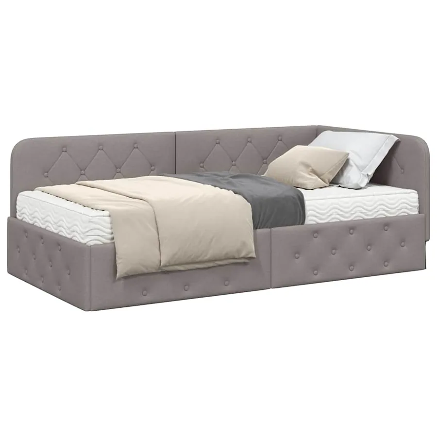 Cadre de lit d'angle Taupe 100 x 200 cm tissu - 3