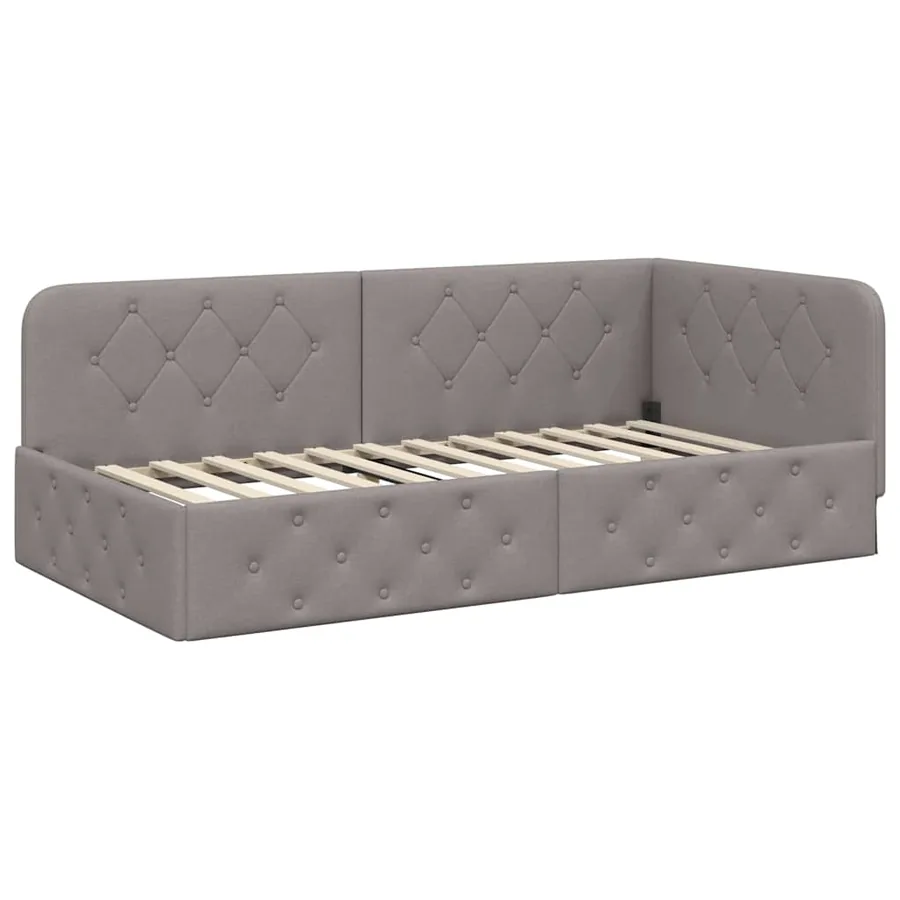 Cadre de lit d'angle Taupe 100 x 200 cm tissu - 6