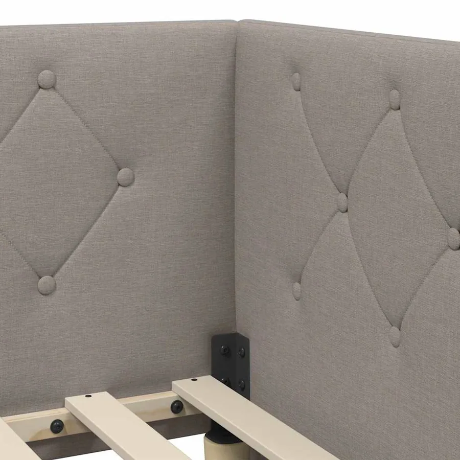 Cadre de lit d'angle Taupe 100 x 200 cm tissu - 8