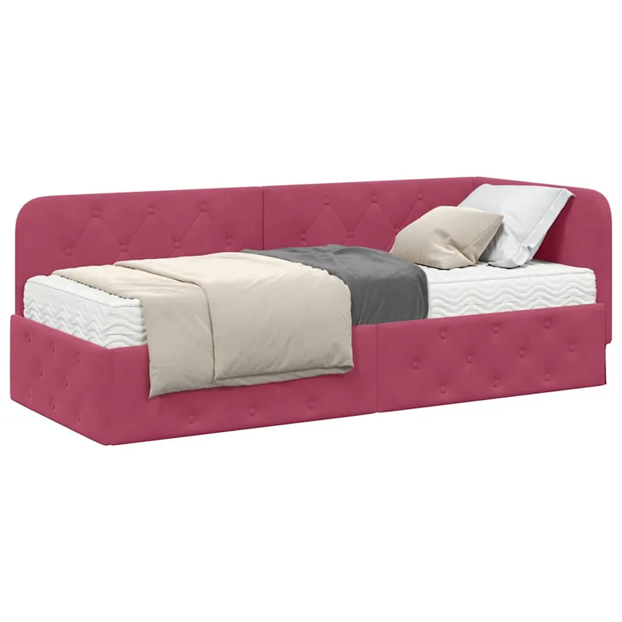 Cadre de lit d'angle Bordeaux 80 x 200 cm Velours - 3