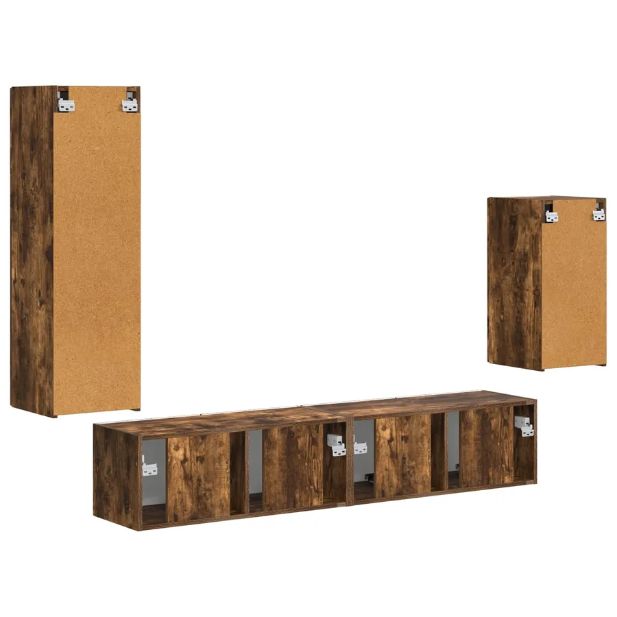 Ensemble meuble TV 4 pcs Chêne fumé Bois d'ingénierie - 9