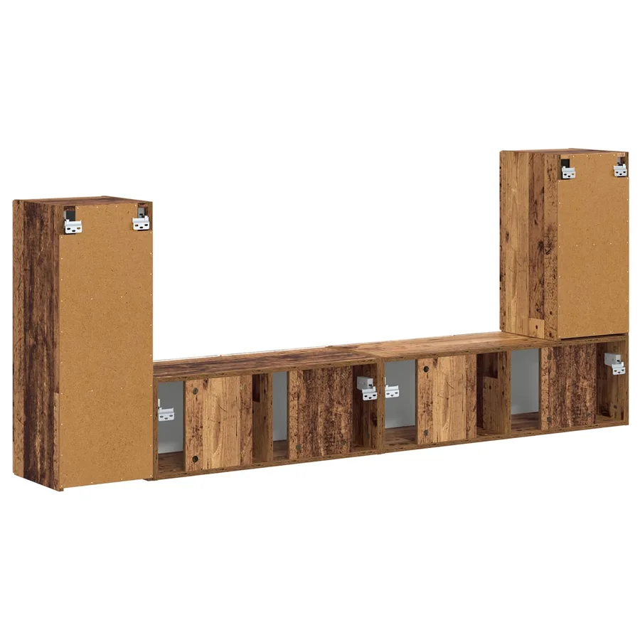 Ensemble meuble TV 4 pcs Bois Ancien Bois d'ingénierie - 10