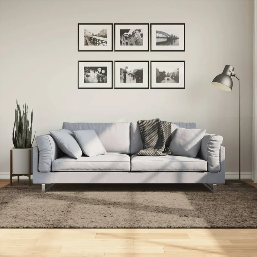 Tapis ISTAN à poils longs aspect brillant gris 160x230 cm