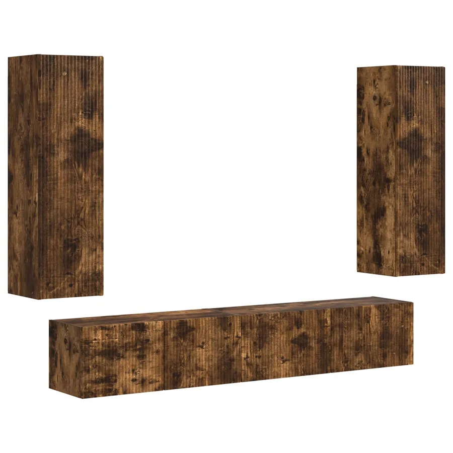 Ensemble meuble TV 3 pcs Chêne fumé Bois d'ingénierie - 2