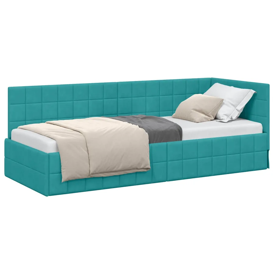 Cadre de lit d'angle Turquoise 80 cm x 200 cm Velours - 2