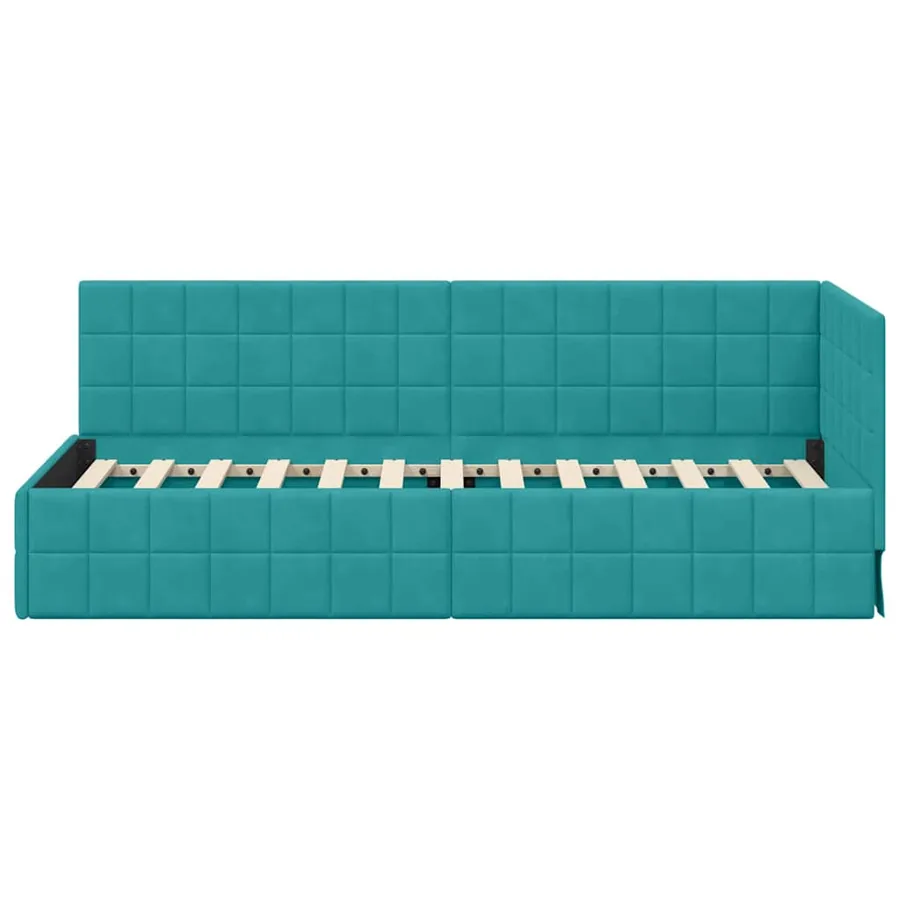 Cadre de lit d'angle Turquoise 80 cm x 200 cm Velours - 5
