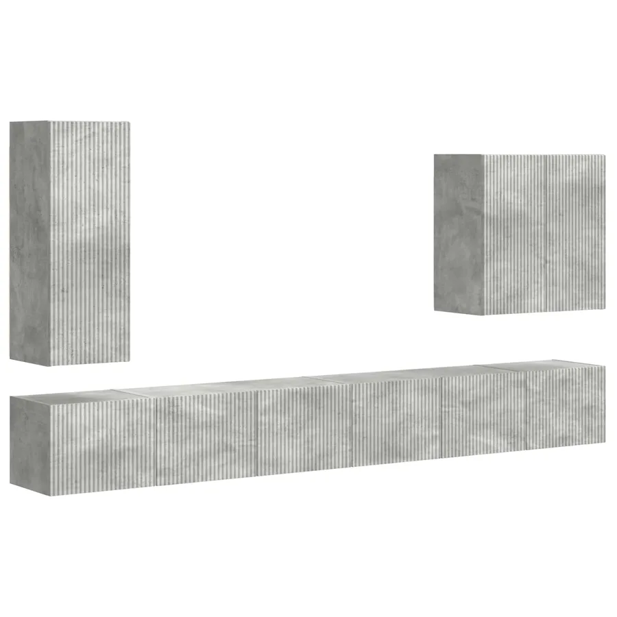 Ensemble de meuble TV mural Montage mural 6 pcs Gris béton - 2