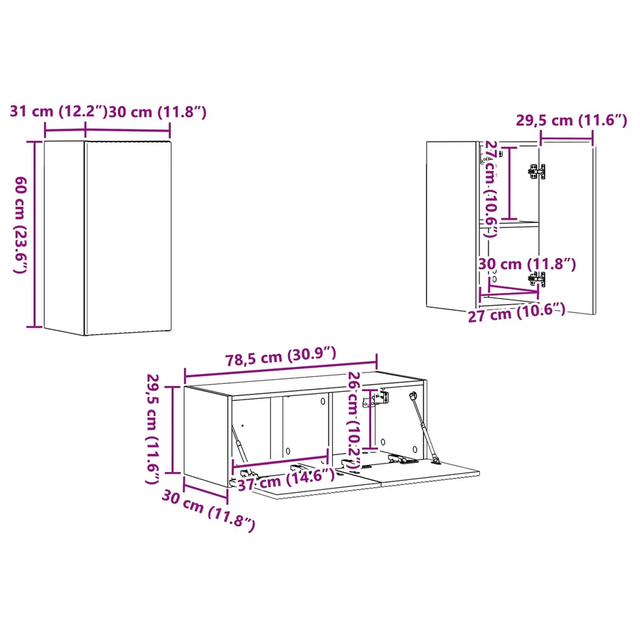 Ensemble meuble TV 6 pcs Blanc brillant Bois d'ingénierie - 13